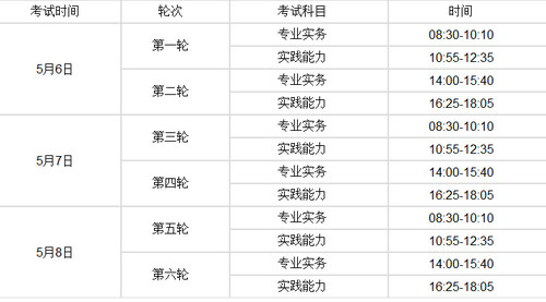 河北護士資格證考試時間