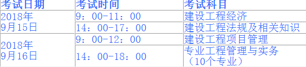2018年北京一建考試安排